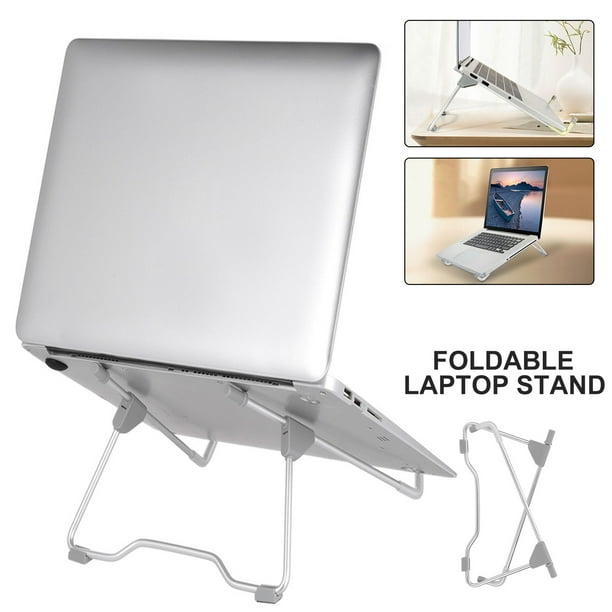 Robust Plastic & Metal Design Laptop Stand with Phone Holder Ergonomic Portable Laptop Holder Foldable Laptop Elevator with 360° Swivel Base and Phone Stand 